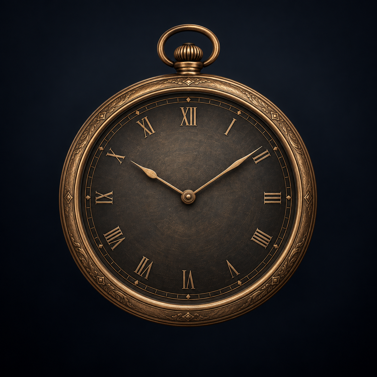 Antique bronze pocket watch with Roman numerals